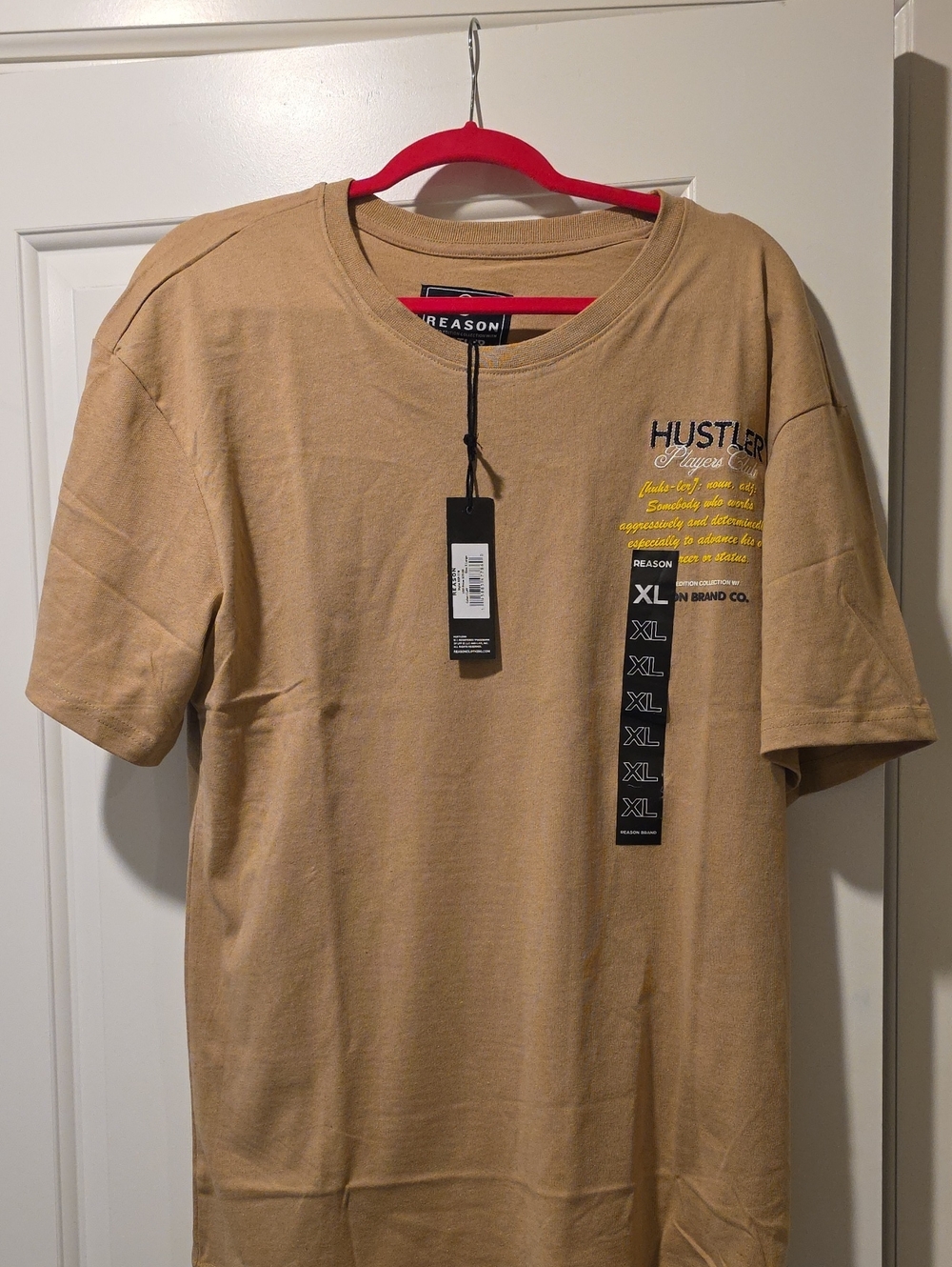 Reason Tan Short-Sleeve Graphic Tee with Chest Print *Hustler* New